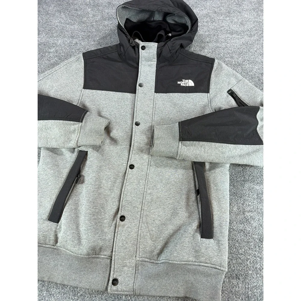 The North Face Mens Grey Black Highrail Hybrid Fleece Hoodie Jacket L Gorpcore